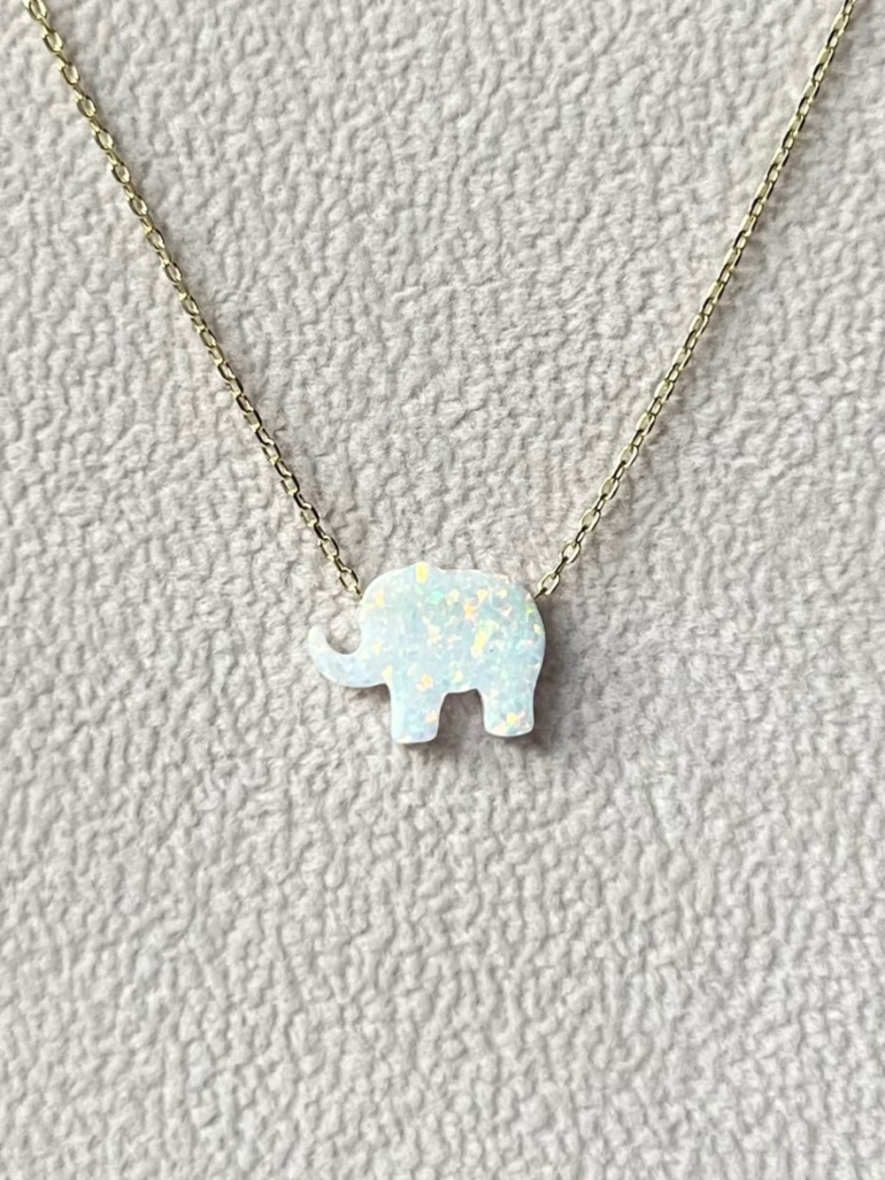 N036 | Genuine White Opal Elephant Necklace